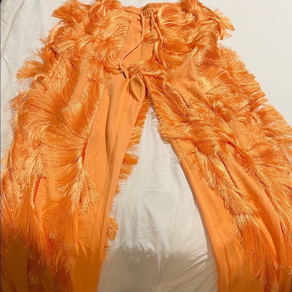 Vibrant Orange (Cantaloupe) Feathered Pants